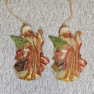 VTG Christmas Tree Ornament Set Victorian Santa Claus St. Nicholas Double Sided